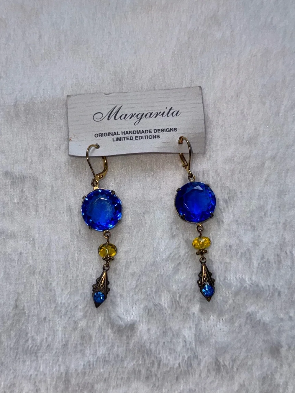 Blue crystal drop earrings - Picture 1 of 5